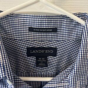 Lands' End Men's Navy Gingham Shirt